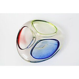 Vintage Murano Art Glass Tri-Colored Ashtray Mid Century Modern Contemporary